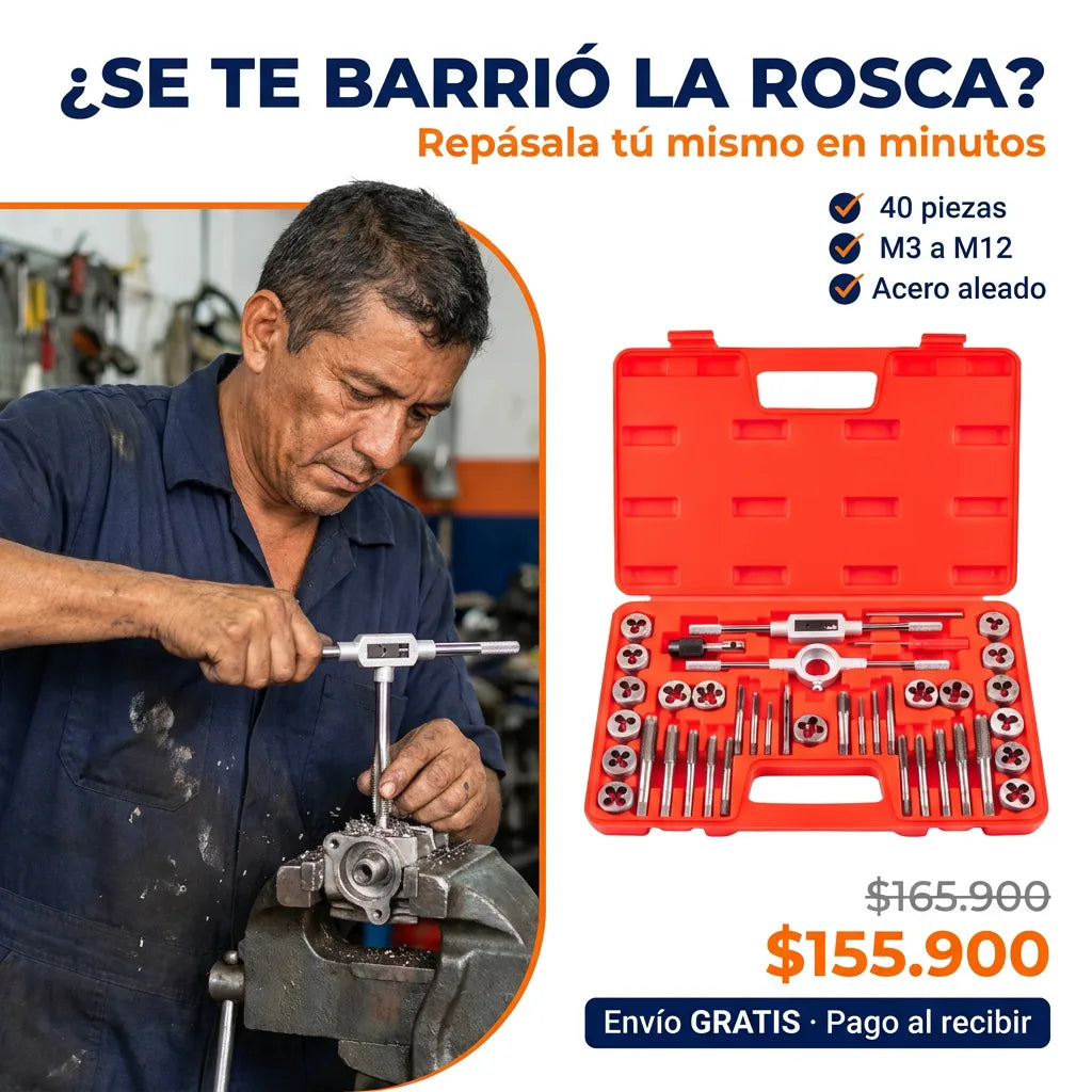 KIT DE MACHUELOS Y TERRAJAS 40 PIEZAS - METRICAS