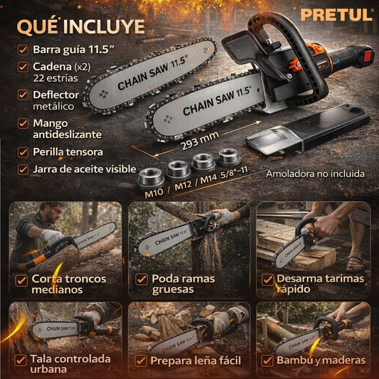 MOTOSIERRA AJUSTABLE PARA PULIDORA | PRETUL®|
