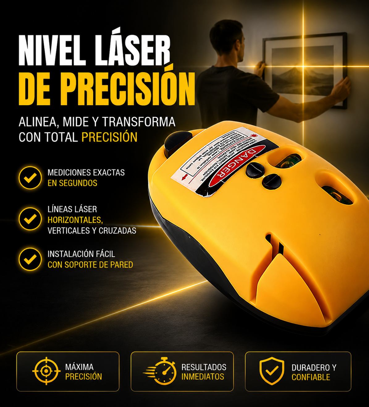 NIVEL LASER DOBLE LÍNEA CON IMÁN