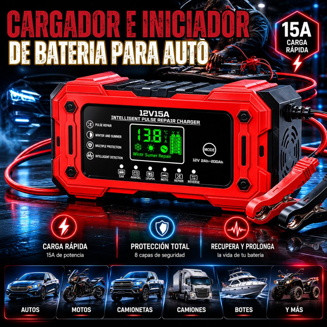 CARGADOR E INICIADOR DE BATERIA PARA AUTO