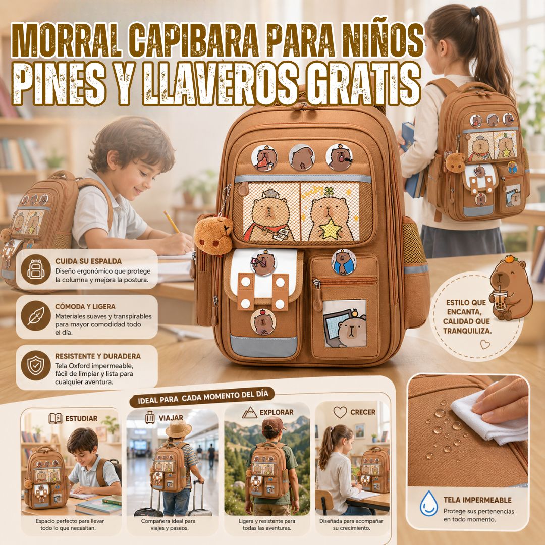 MORRAL CAPIBARA PARA NIÑOS | PINES GRATIS TK