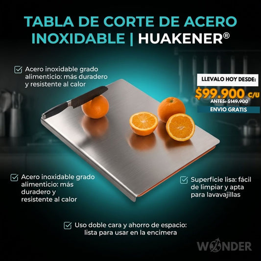 TABLA DE CORTE DE ACERO INOXIDABLE | HUAKENER®