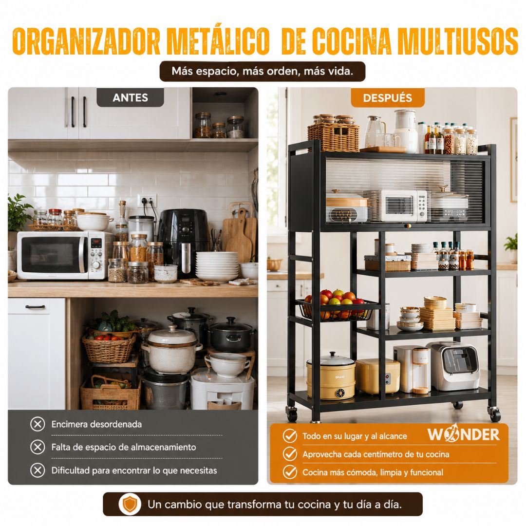ORGANIZADOR METÁLICO DE COCINA MULTIUSOS
