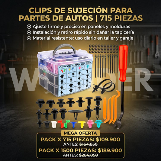 CLIPS DE SUJECIÓN PARA PARTES DE AUTOS | 715 PIEZAS