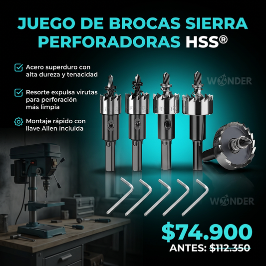 JUEGO DE BROCAS SIERRA PERFORADORAS HSS®